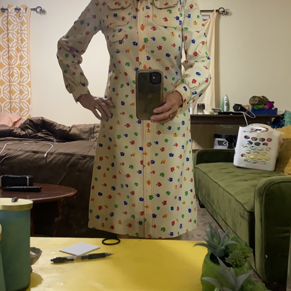 Vintage Floral Button Down Dress